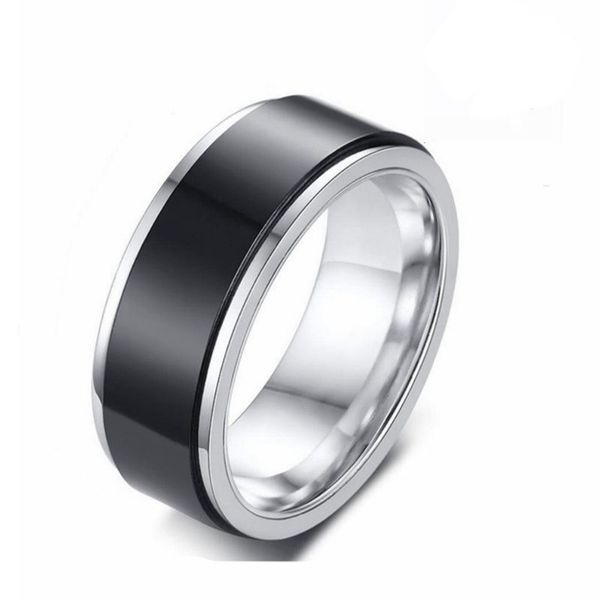 Bagues en acier inoxydable bijoux pour hommes femmes Cool Fidget Spinning soulagement de l'anxiété mode Simple mariage fiançailles bague noire ensemble