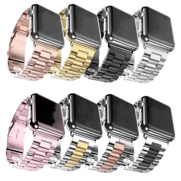 Correas de banda de acero inoxidable para Apple Watch Correa Pulsera de eslabones 38 mm 42 mm 40 mm 44 mm 41 mm 45 mm Correas de reloj SmartWatch Bandas de metal Fit iWatch