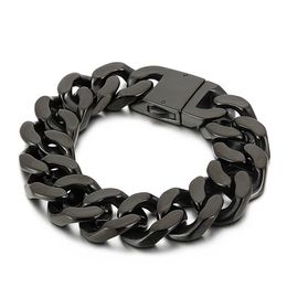 Bracelet en acier inoxydable bijoux noir grand bracelet cubain lien chaîne mode tendance 20mm 8 66 pouces 146g poids européen et A313i