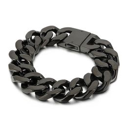 Bracelet en acier inoxydable bijoux noir grand bracelet cubain à maillons de chaîne mode tendance 20mm 866 pouces 146g poids européen et A6545558
