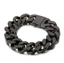 Bracelet en acier inoxydable bijoux noir grand bracelet cubain à maillons de chaîne mode tendance 20mm 866 pouces 146g poids européen et A1593270