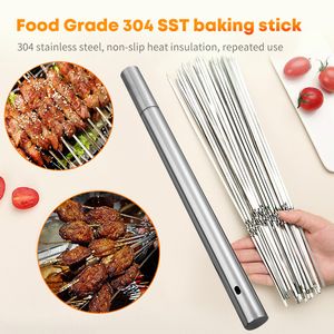 Stainless Steel Barbecue Skewer Storage Tube Charcoal Grill