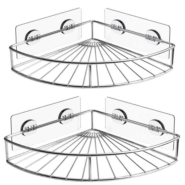 Étagère d'angle de salle de bain en acier inoxydable Douche Shampooing Savon Étagères cosmétiques Accessoires de cuisine Organisateur de stockage Rack Holder 210724