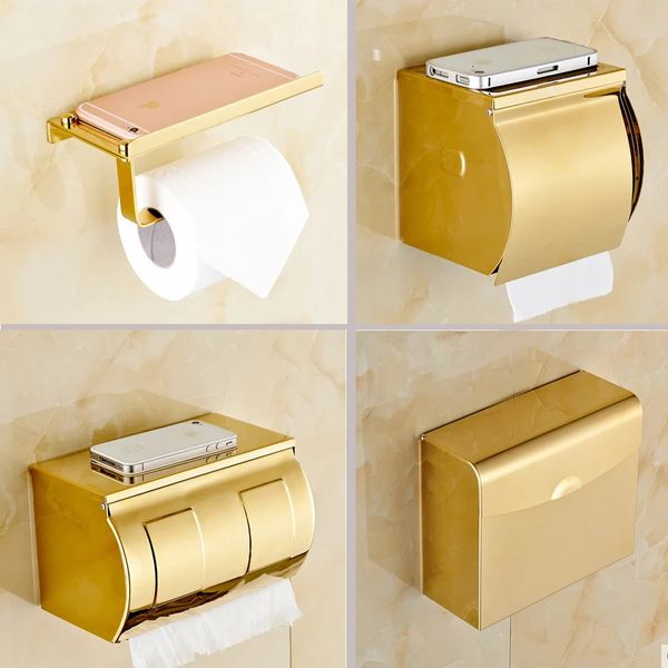 Support pour téléphone en papier de salle de bains en acier inoxydable, avec étagère pour téléphones portables, porte-serviettes doré, boîtes de mouchoirs de toilette 231225