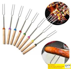 Outils de barbecue en acier inoxydable Bâtonnets de torréfaction de guimauve Rôtissoire télescopique