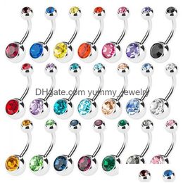 Rvs Navelpiercings Kristal Strass Piercing Bars Navel Voor Dames Bikini Mode Lichaam Sieraden Drop Levering Dhzwy