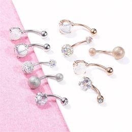 Rvs Navel Ringen voor Vrouwen Liefde Hart Navel Gebogen Barbell Studs Sexy Dangle Body Piercing Sieraden Set