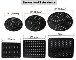Pomme de douche à effet de pluie ultra-mince de salle de bains noire en acier inoxydable de 2 mm, pomme de douche à effet de pluie ronde carrée au plafond mural de 81012 pouces 201107005886