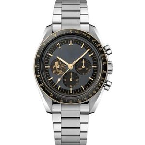 Roestvrij staal zwart horloge kwarts chronograaf beweging Moonwatch Apollp 11 50th Anniversary Limited Edition Mens polshorloges 2104