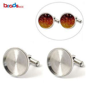 Paramètres de réglage en vierge en acier inoxydable Cabochon Base pour 16/18 / 20mm Hommes Boutons de manchette DIY Bijoux Constatations ID25006