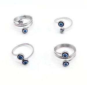 Roestvrijstalen blauwe boze Evil Finger Band -ringen voor vrouwen geschenk Turkish Lucky Eye Open Ring