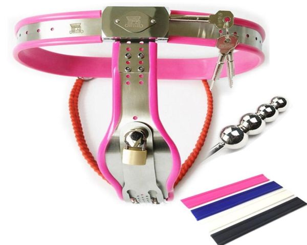 Bondage en acier inoxydable Baltes de chasteté femelles Ajustements taies de taille ajustés sous-pants de verrouillage invisible Toys pour la femme G75443669