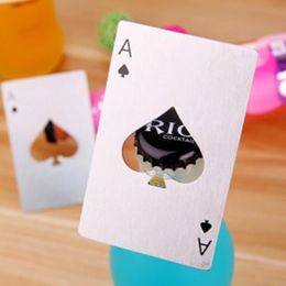 Ouvre-bouteille en acier inoxydable Bar Cuisine Poker Carte à jouer de pique Outils Mini portefeuille Ouvre-cartes de crédit RRE14908
