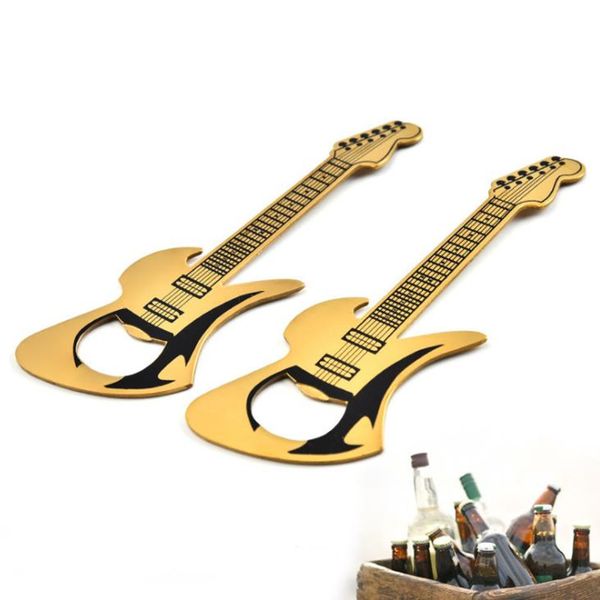 Abrebotellas de acero inoxidable Creativo oro Guitarra Barra de metal Vino Cerveza Abrelatas Adorno Bar Accesorios F20174014