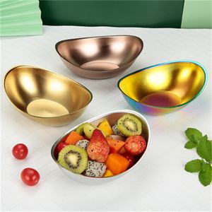 Roestvrijstalen kom ingot-vormige unieke designkom multicolor Koreaanse salad dessert snack fruit kimchi western food bowl