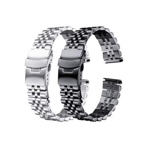Bracelet en acier inoxydable, 18mm, 19mm, 20mm, 21mm, 22mm, 24mm, 26mm, pour femmes et hommes, argent, métal massif, Bracelet de montre, accessoire 2522