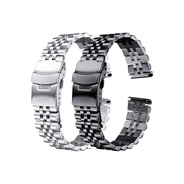 Pulsera de acero inoxidable de 18mm, 19mm, 20mm, 21mm, 22mm, 24mm, 26mm, accesorios de correa de reloj de Metal sólido plateado para hombres y mujeres