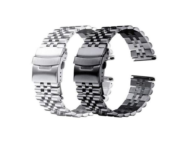 Bracelet en acier inoxydable 18 mm 19 mm 20 mm 21 mm 22 mm 24 mm 26 mm Femme Men Silver Solid Metal Watch Band accessoire 7825203