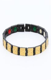 Bracelet en acier inoxydable 7 mm Femme aimant de bijoux 5 dans 1 élément bracelets vide ion placage ip blackgold bangle6544560