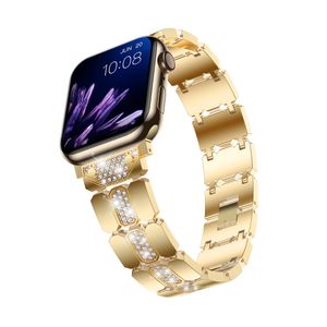 Bracelet en acier inoxydable Bracelet en métal diamant pour Apple Watch 8 Ultra 7 SE 6 5 4 3 Series Bracelet de montre de luxe pour dames Iwatch bandes 49 mm 44 mm 42 mm 41 mm 40 mm 38 mm Accessoires