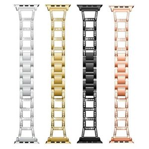 Bracelet en acier inoxydable Bracelet en diamant pour Apple Watch 45mm 41mm 44mm 42mm 40mm 38mm Bandes Luxe Femmes Bracelet iwatch Série 7 6 5 4 3 Bracelet Lien Accessoires