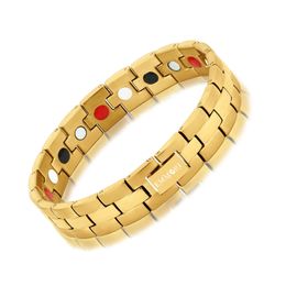 Bracelet en acier inoxydable pour hommes et femmes bracelets magnétiques pour hommes avec des aimants de 3500 Gaussons comptables avec outil 240507