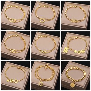 Bracelets en acier inoxydable Smiley gothique perle chaîne pendentifs Bracelet de mode pour les femmes bijoux Portrait pièce filles cadeaux