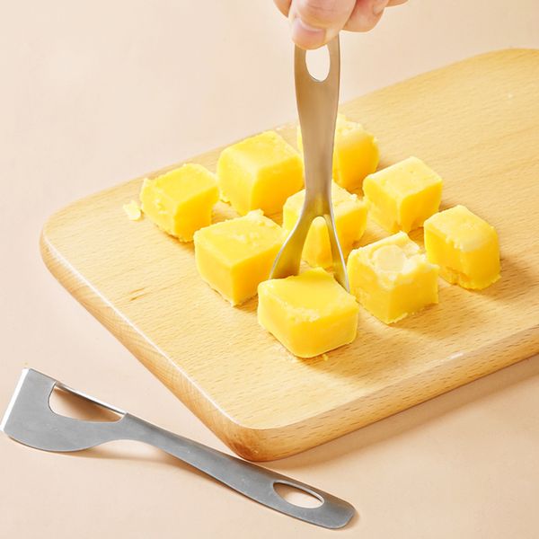 Coupe-beurre en acier inoxydable Outils de cuisson Trancheuse à quatre coins Multifonction Essuyer Crème Couteau à pain Planche à fromage Gadgets de cuisine CX220412