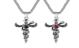 Acero inoxidable Caduceus ALA ALA SÍMBOLO DE MEDICINA Collar colgante de enfermería para hombres7732891