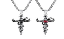 Symbole de l'aile ange de caduceus en acier inoxydable du médecin infirmière infirmière collier pour hommes garçons4993411