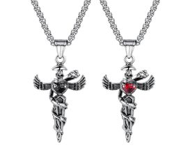 Collier avec pendentif caducée en acier inoxydable, aile d'ange, symbole de médecine, médecin et infirmière, pour hommes, Boys8797289