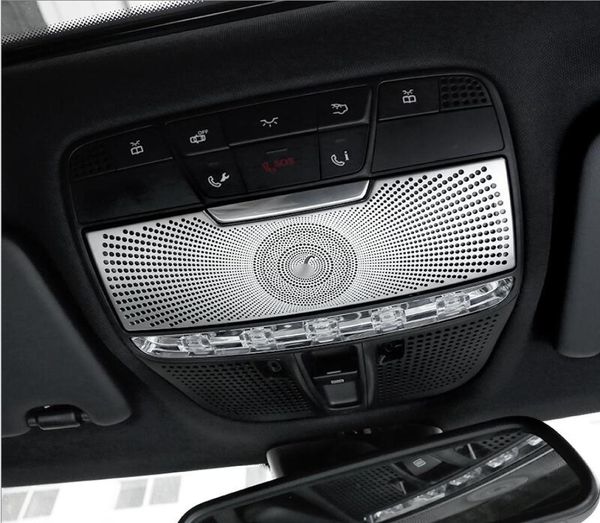 Etiqueta engomada del coche de acero inoxidable techo luz de lectura panel decoración cúpula lámpara cubierta embellecedora para Mercedes 2015-2018 Clase C W205 GLC X253 5.02024415