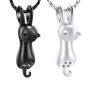 Roestvrijstalen kattenvorm crematie hanger ketting, aashes ketting souvenir, kan dierlijke as / haar en andere items opslaan om geliefde huisdieren te herdenken