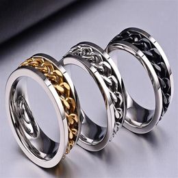 Цеполовое кольцо из нержавеющей стали для мужчин модные ювелирные украшения классические кольца с черным золотом белый размер США Размер 7 8 9 10 11 12215p