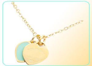 Chaîne en acier inoxydable émail double coeur amour colliers femmes collier mode à la mode jumelé pendentifs de suspension modèle mixte 9 co8379448