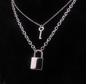 Chaîne en acier inoxydable, pendentif avec serrure, tendance rock hip hop, clé, collier à la mode, vente en gros pour hommes et femmes, 8774816