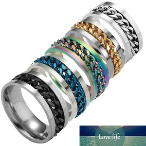 Roestvrij stalen ketting ring roteerbare pry fles cap ringen voor mannen vrouwen titanium sieraden