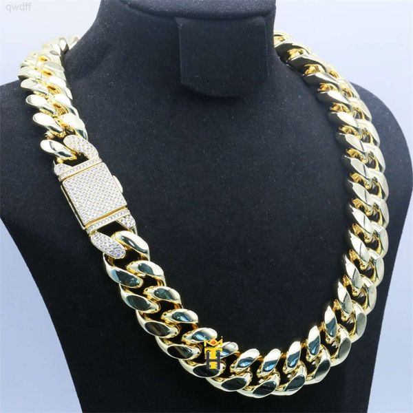 Chaînes en acier inoxydable, vente en gros, chaîne cubaine de 20mm, bijoux Hip Hop pour hommes, collier cubain épais en or