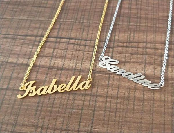 Gargantilla de acero inoxidable, collar con nombre personalizado, joyería personalizada para hombres, colgante con placa con nombre hecha a mano, collares para mujeres, regalo para Amiga 7051098