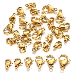 Stainless Steel Clasps Gold color Lobster Clasp Jump Rings For Bracelet Necklace Chains Jewelry Findings Making