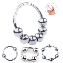 Anneaux de pénis en acier inoxydable 2/4/6 perles, anneau de pénis pour augmenter le retard de l'orgasme, correcteur de prépuce, jouets sexy pour hommes