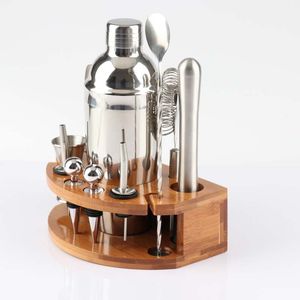 Roestvrijstalen Cocktail Shaker Mixer Wine Martini Bar Gereedschap voor Barman Drink Party 750ml 12-delige set