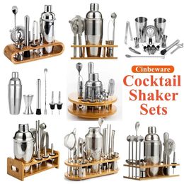 Ensemble de shaker à cocktail en acier inoxydable Kit de barman mélangeur Cobbler Boston Shaker Bars Set Outils Jigger Mixer Muddler Verser Spoon 240319