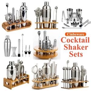 Ensemble de shaker à cocktail en acier inoxydable Kit de barman mélangeur Cobbler Boston Shaker Bars Set Outils Jigger Mixer Muddler Verser Spoon 240319