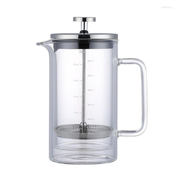 Presse française de café d'acier inoxydable avec des écrans filtrants pour la cuisine à la maison/cafetière de bureau 600ML