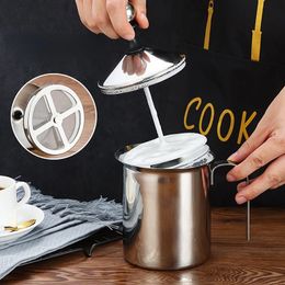 Coffee de acero inoxidable Mezonador de leche Manual Milk Jug Jug Chocolate Cappuccino Ordeño Potador Coffeadora de batalla Stirrer