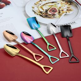 Spoon de thé à café en acier inoxydable créatif Scoop de pelle rétro pour dîner Ice Cream Dessert pastèque cuisine Varelle de table de la vaisselle 240422