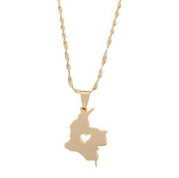 Roestvrij staal Colombia Map hanger ketting goudkleur sieraden kaart van Colombiaanse sieraden6830015