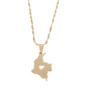 Roestvrij staal Colombia Map hanger ketting goudkleur sieraden kaart van Colombiaanse sieraden238c