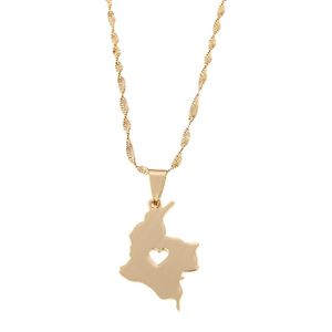 Roestvrij staal Colombia Map hanger ketting goudkleur sieraden kaart van Colombiaanse sieraden2802